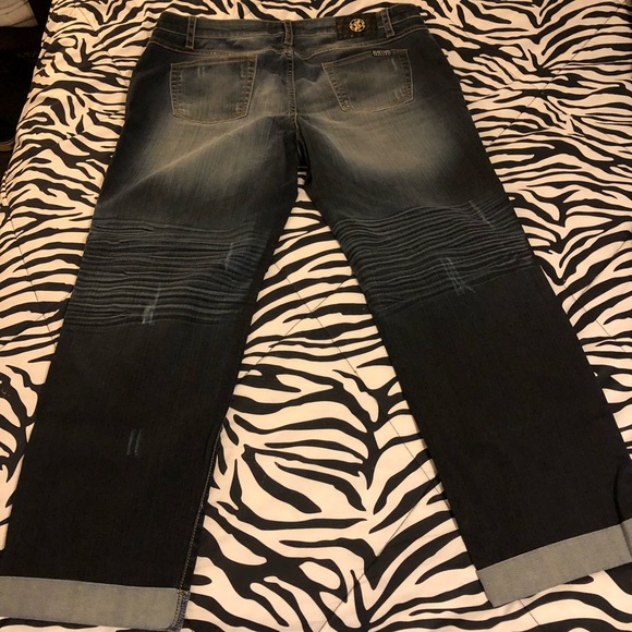 Baby Phat sz 20 boyfriend roll cuff ankle crop jeans - Picture 3 of 10